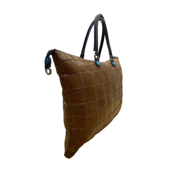 Gabs Womens Camel/Brown Leather With Quilted Design & Black Handles Tote Bag - Picture 5 of 13